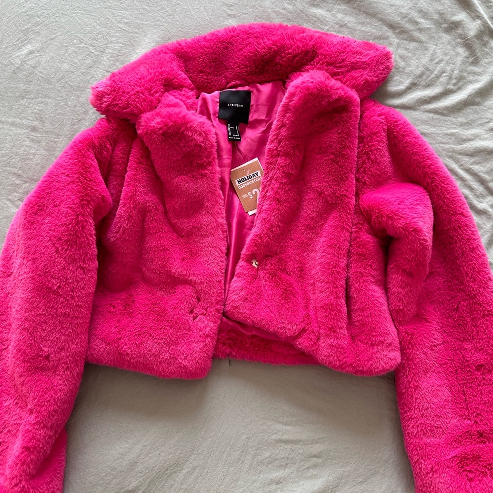 Pink fuzzy forever 21 jacket